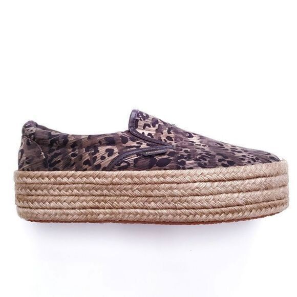 Superga Leopard Print Slip On Espadrille Platforms - Picture 1 of 7